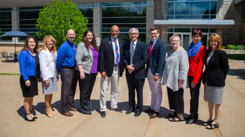 Governor Evers with UW-Platteville officials