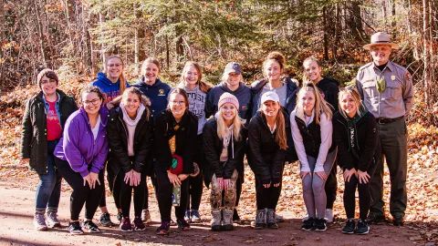 Students visit Frog Bay Tribal National Park.