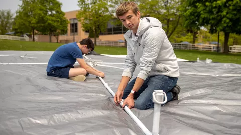 Students demonstrate their designed prototype