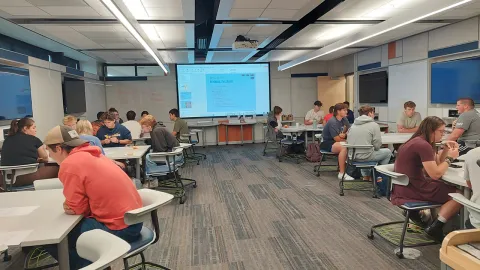 Students participate in the Bridging the Divide program in Professor Nancy Hammermeister's political science classes.