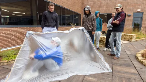 The course, taught by Professor Gail Hoffman, is designed to prepare health and human performance majors to teach a wide range of outdoor and lifetime activities. 