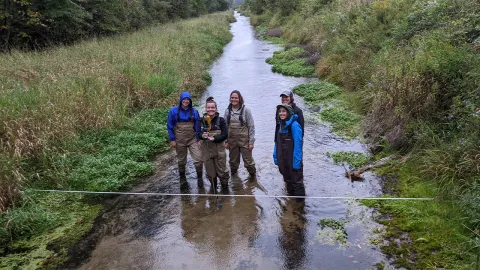 UW-Platteville students collecting stream monitoring data.