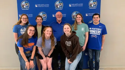 Members of the UW-Platteville team pose as a group at the 2026 North American Colleges and Teachers of Agriculture Annual Judging Conference in April at Heartland Community College.