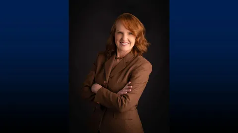 UW-Platteville External Relations and Communications Director Melanie Platt-Gibson poses for the camera.
