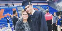 Quinn Crubel with his mom at graduation
