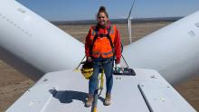 Katie Koenig on wind turbine
