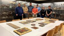 Pictured left to right are Jacob Barrix, Dr. Andrey Ivanov, Lucas Carlson, Merlin Larsen, Broderick Livermore, Amanda Dent and Langdon Everson.