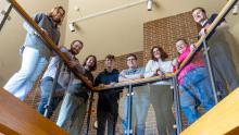 Art students Will Hare, Clint Schielein, Will Houlihan, Ayden Miller, Konner Schroeder, Alexandra Lind, Becca Statz and Aaron Smith.