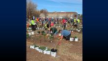Students getting hands-on at the Landscape Installation Event, transforming spaces with creativity and teamwork.