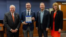 Universities of Wisconsin President Jay Rothman, MSA CEO Nick Wagner, Regent Tom Palzewicz and UW–Platteville Chancellor Tammy Evetovich at the award ceremony.