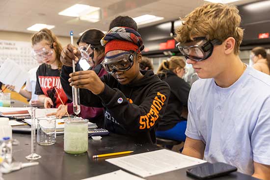 UW-Platteville students performing experiments and practicing chemistry