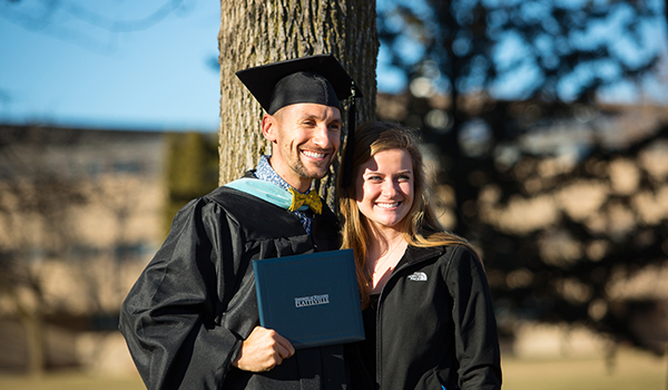 Graduate student at commencement