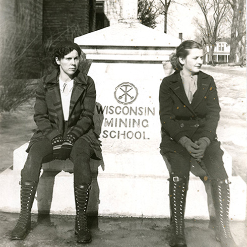 Two female UW-Platteville engineering students sit