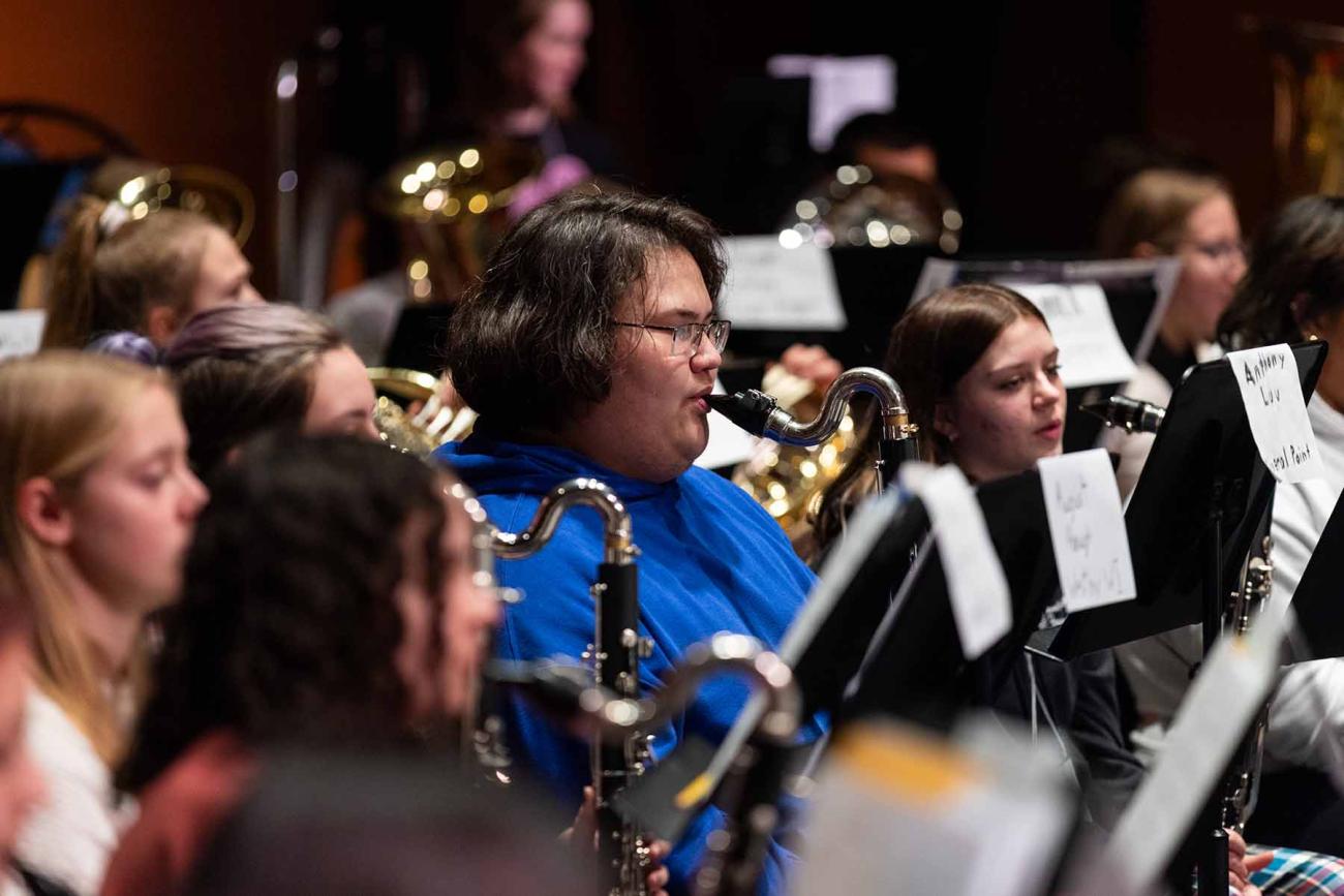 TSHB student musicians working with guest clinician