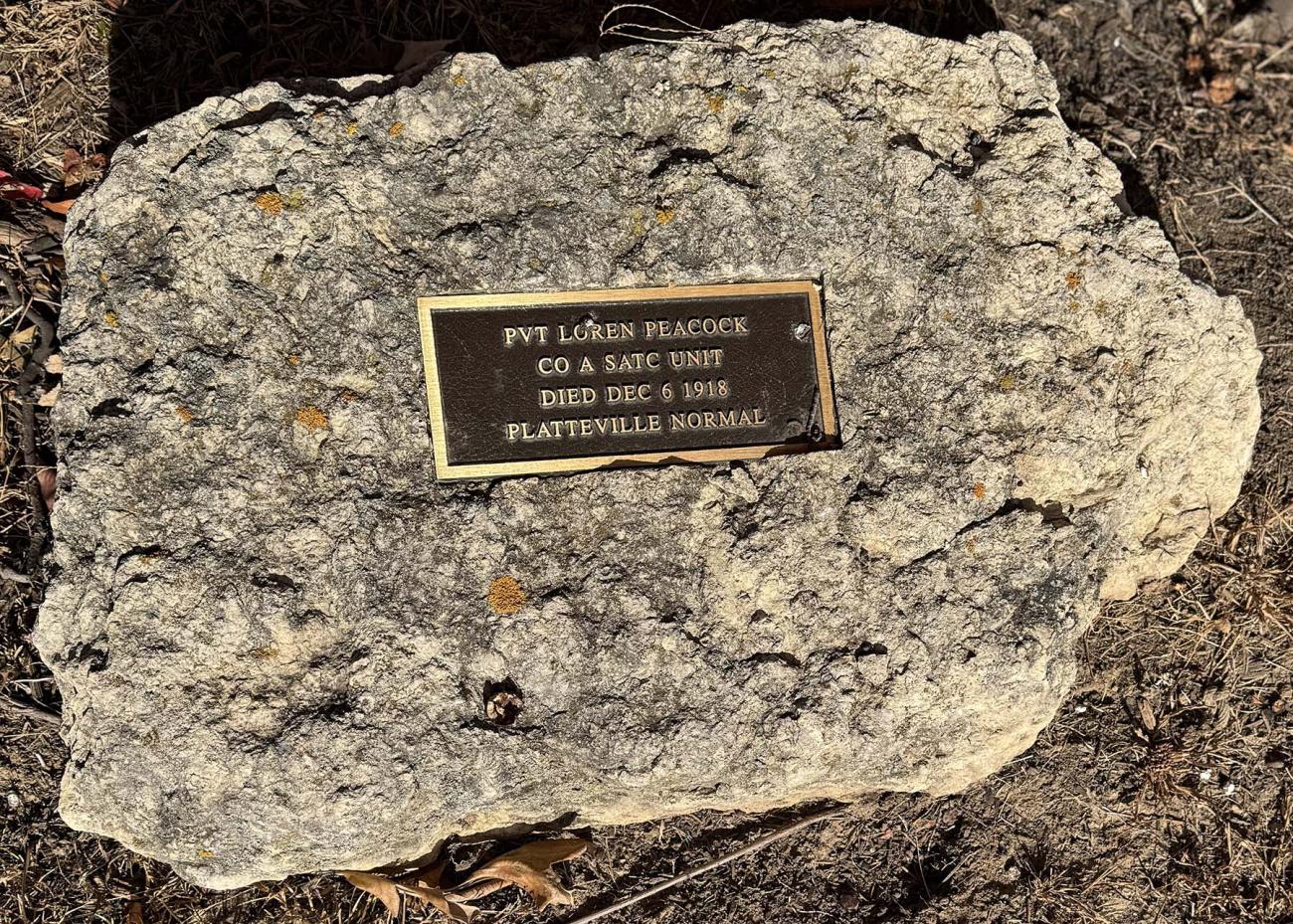 Rock with mounted plaque with CPL Homer Grossman, 76th CO Sixth Reg, Killed in Battle June 11 1918, Chateau Thierry WW1