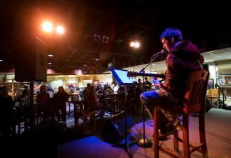 Pioneer Haus occupied by many students a live performance