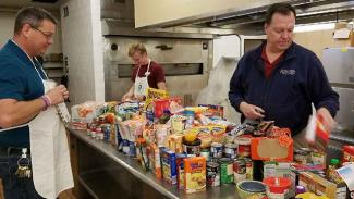 sorting items for the Pioneer Pantry