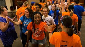 students walking