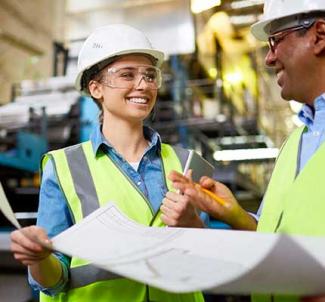 UW-Platteville professional education students interacting in an industrial setting