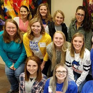 Large group of UW-Platteville English workshop students