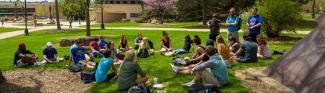 Students gathering on campus