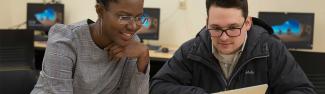 Accounting program students studying in a computer lounge
