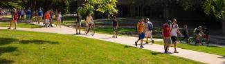 Students walking on campus