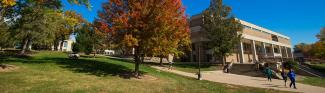 view of the library on campus