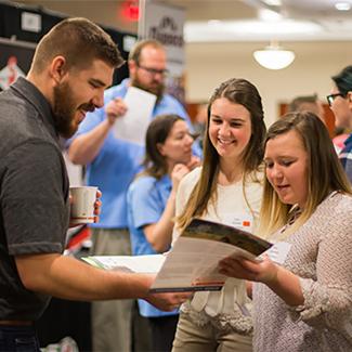 Business students at a UW-Platteville career fair
