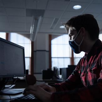 Student working in computer lab