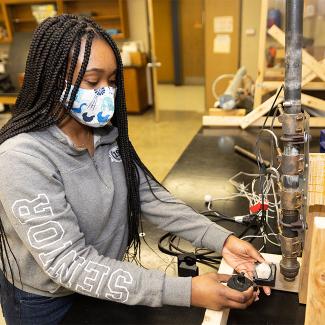 student in lab