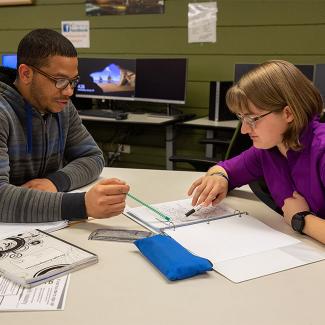 Students receiving tutoring in UW-Platteville's Mathematics Learning Center
