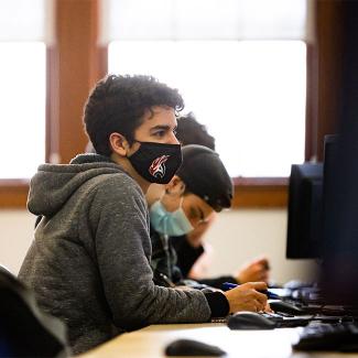 student in lab