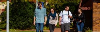 Baraboo sauk county students walking on campus in fall
