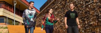 Baraboo sauk county students walking on campus in fall