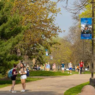 students walking on campus