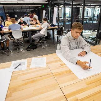 Students in innovation center