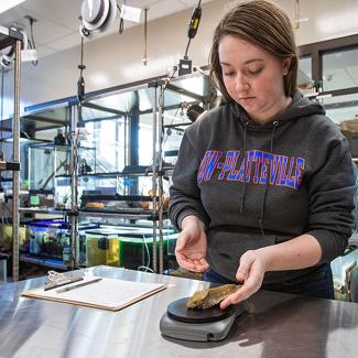 Student working in Animal House lab space