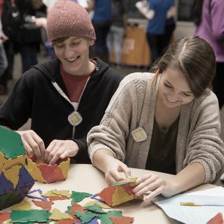 Students working