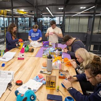 Students participating in the annual toy hack