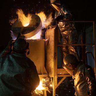 Students working with metals