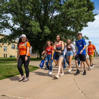 Students on campus tour