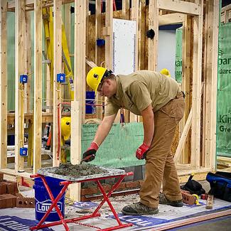 Student working in industrial studies lab