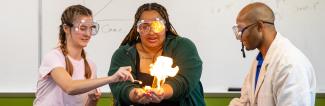 Students and Professor doing chemistry