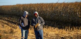 Students in a field