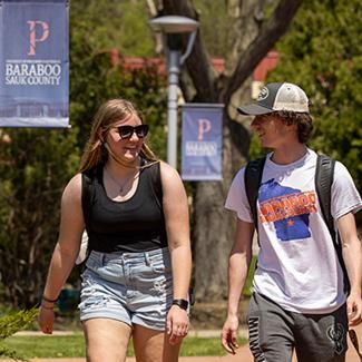 Students walking on campus
