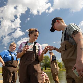 Students in outdoor lab