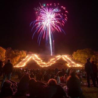 Homecoming fireworks and lighting of the M