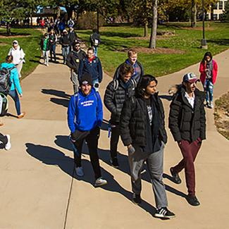 Students walking on campus