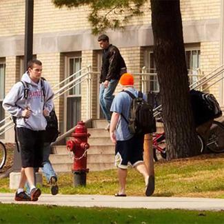 Students walking on campus